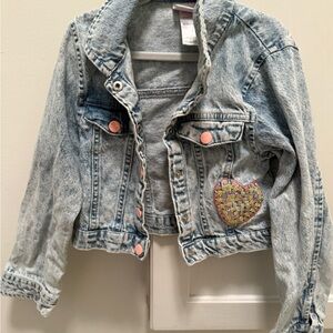 Little Lass Light Blue Denim Jacket with Heart Patch size 7